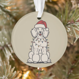 Adorno Caniche Lindo Envuelto en Luces de Navidad Fiesta 