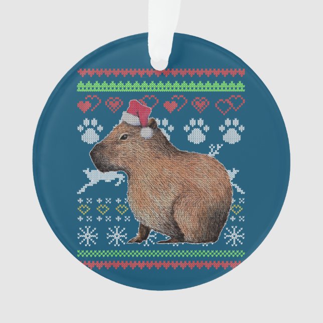 Adorno Capybara Santa Claus Navidades feos Sweater Holida (Anverso)