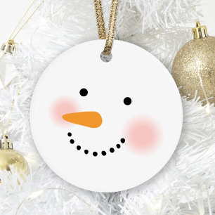 Adorno Cara Feliz de Muñeco de Nieve Navideño