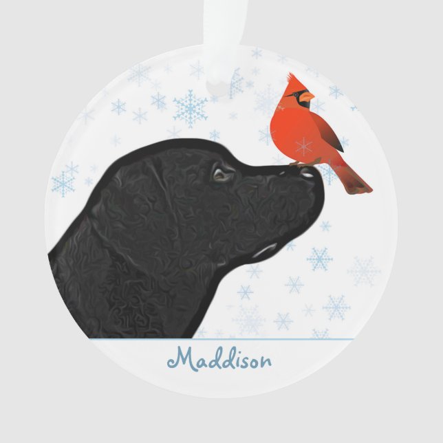 Adorno Cardenal de Navidades de Labrador Negro - Perro Cu (Anverso)