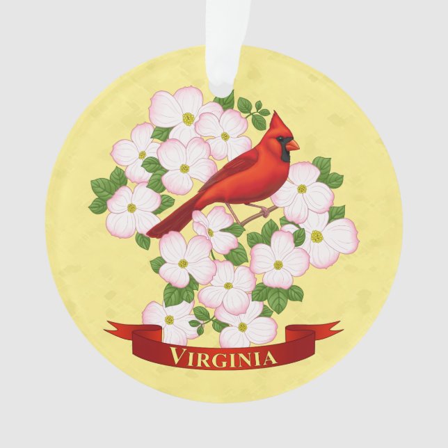 Adorno Cardenal estatal de Virginia Bird and Dogwood Flow (Anverso)