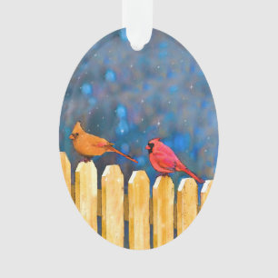 Adorno Cardenales sobre la pintura de la cerca - Arte ori