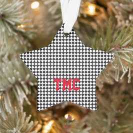 Adorno Carreras deportiva Black White Check Estrella roja