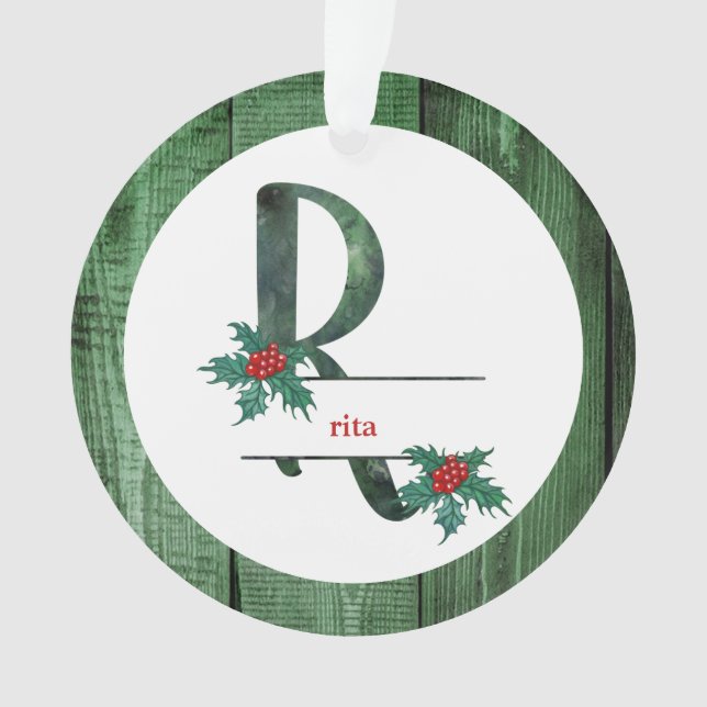 Adorno *~* Carta R Navidades Rústicos FOTO Wood AP44 (Anverso)
