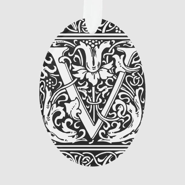 Adorno Carta V Monograma medieval Art Nouveau (Reverso)
