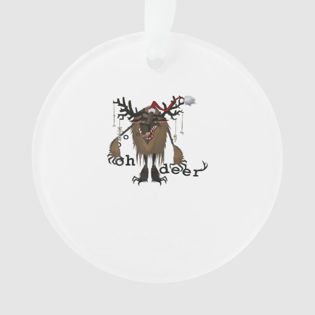 Adorno Cartoon Oh Deer Funny Reindeer HolAcrylic Ornament (Anverso)