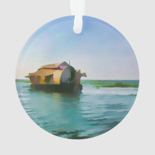 Adorno Casa flotante en Kerala en laguna del agua salada
