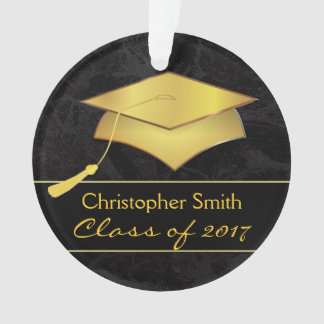 Adorno Casquillo negro del graduado del oro - regalo de