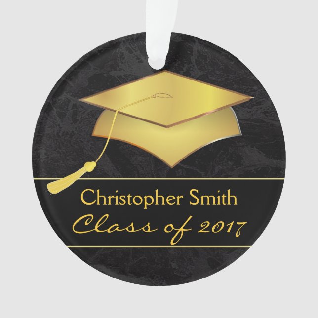 Adorno Casquillo negro del graduado del oro - regalo de (Anverso)