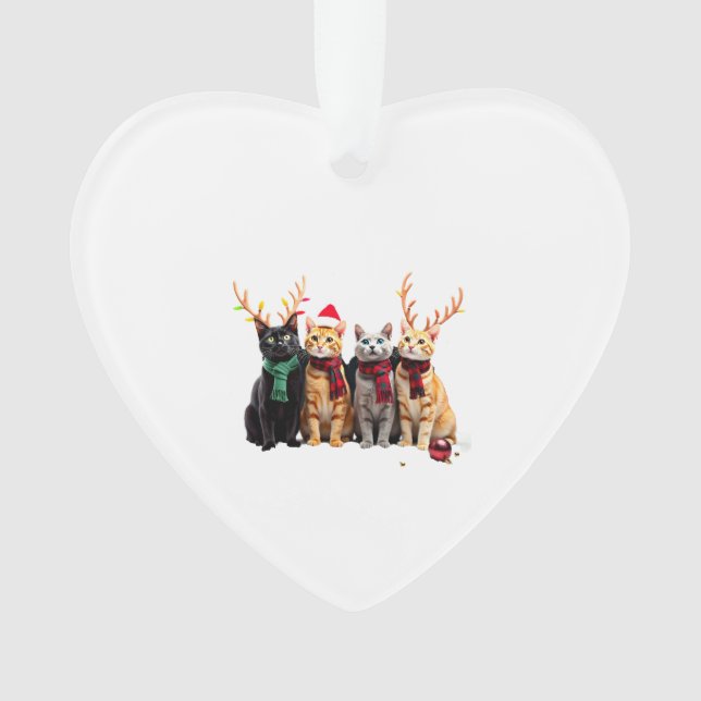 Adorno Cat Christmas Light Reindeer Santa Christmas Cat L (Anverso)