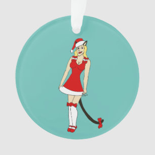 Adorno Catgirl de Navidades rojos