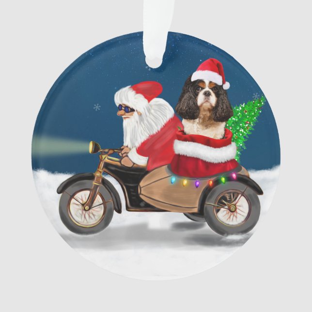 Adorno Cavalier King Dog Navidades Santa Claus (Anverso)