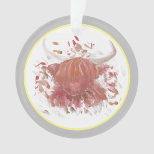 Adorno Celebración Vaca Highland Feliz Escocia Grey Ornam