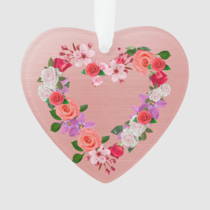 Adorno Cerámica De Floral En Forma De Corazón