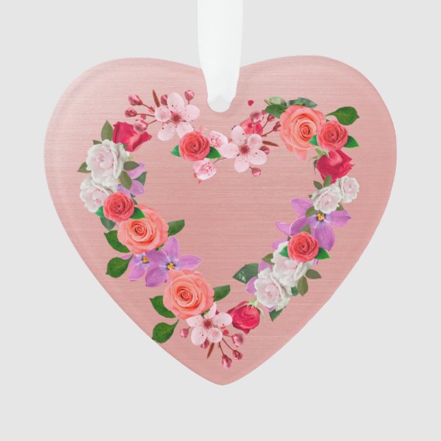 Adorno Cerámica De Floral En Forma De Corazón (Anverso)