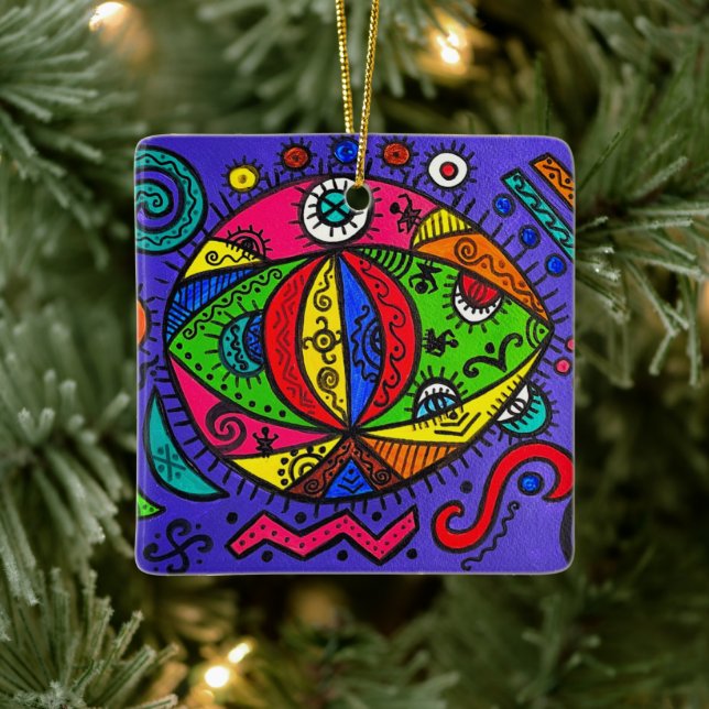 Adorno cerámico cuadradp (Árbol)