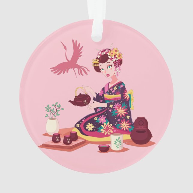 Adorno Ceremonia japonesa de té, Grúa (Reverso)