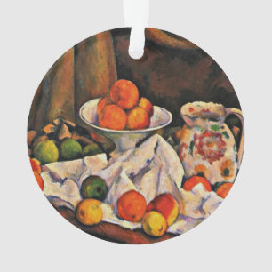 Adorno Cezanne - Tazón de fruta, lanzador y fruta