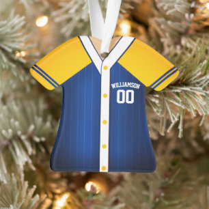 Adorno Chaqueta de béisbol azul y amarilla