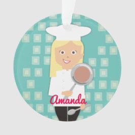 Adorno Chef chica rubio gorra frito pan personalizado