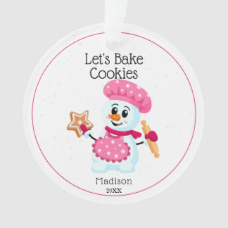 Adorno Chef Rosa Snowman Cookie Baker Nombre Navidades