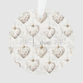 Adorno Chic Cream Grey Hearts Ornaments  