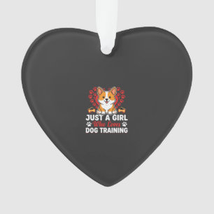 Adorno Chica ama el entrenamiento de perros Corgi