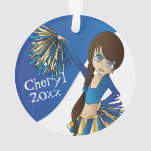 Adorno Chica azul, dorado y blanco animador 📣