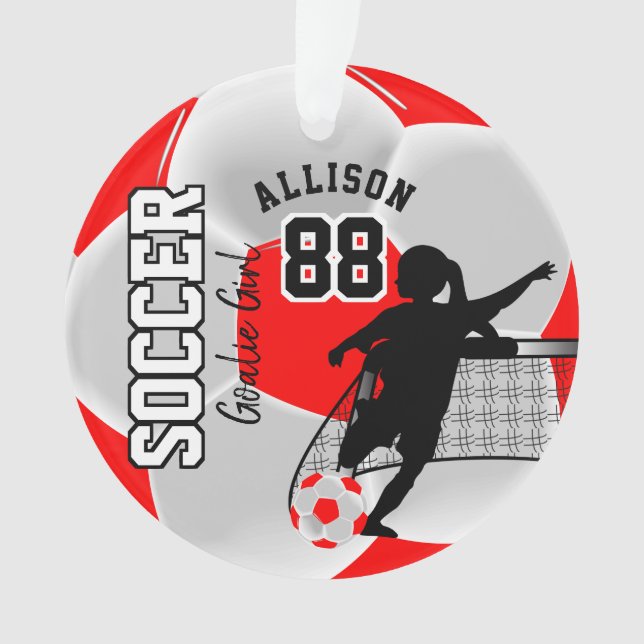 Adorno Chica de fútbol rojo y blanco ⚽ Goalie (Anverso)