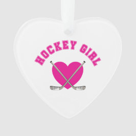 Adorno Chica de hockey corazón rosado