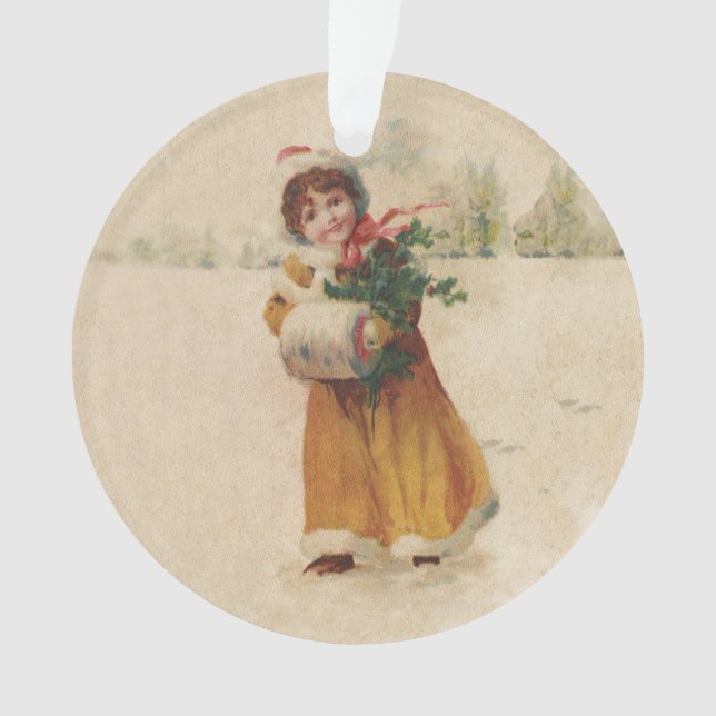 Adorno Chica de invierno de Navidades antiguos niño (Anverso)