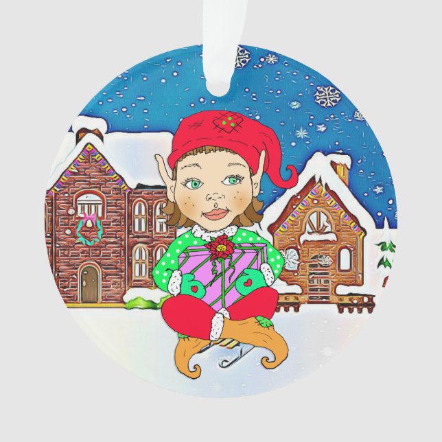 Adorno Chica Elf Whimsical Navidades Personalizados (Anverso)