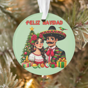 Adorno Chica mexicano: árbol de navidad Feliz Navidad art