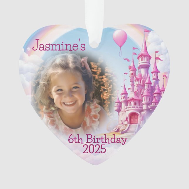 Adorno Chica personalizado 6.º regalo de corazón fotográf (Anverso)