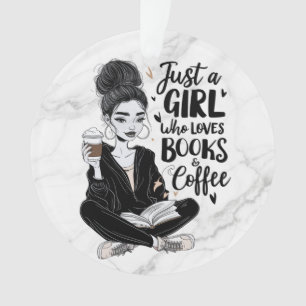 Adorno Chica que ama los libros y el café Personalizado b