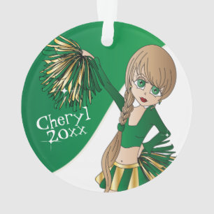 Adorno Chica verde, dorado y blanco animador 📣
