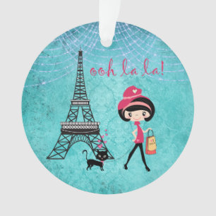 Adorno Chica y gato personalizado de Oh La La París