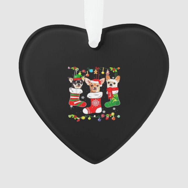 Adorno Chihuahua Christmas Lights Xmas Dog Classic T-Shir (Anverso)