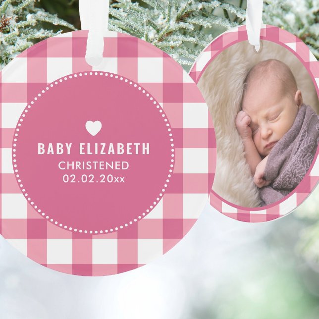 Adorno Christening Baptism Cute Baby Girl Foto Rosa (Subido por el creador)