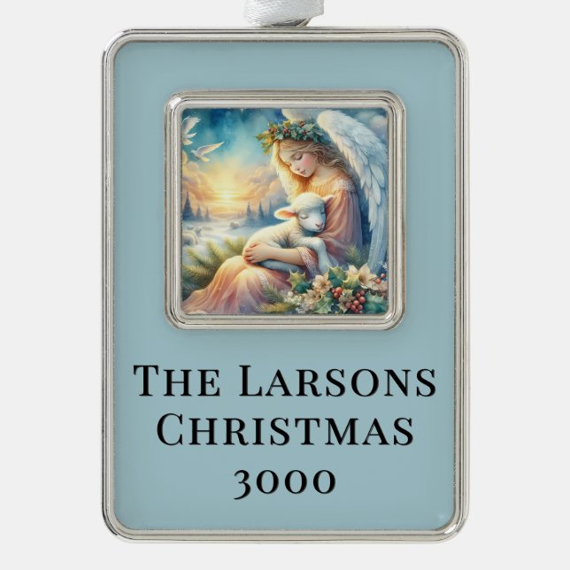 Adorno Christmas Angel with Lamb in Winter Peace (Anverso)