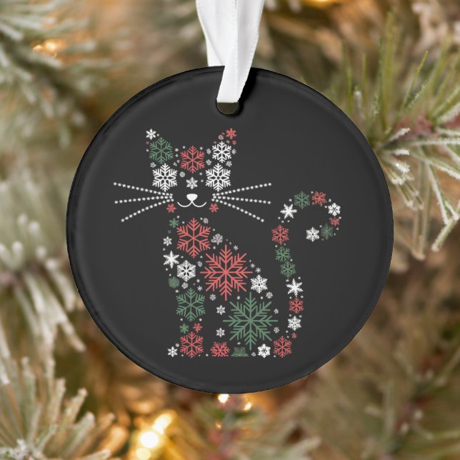 Adorno Christmas Cat Made up Snowflakes Funny Cats (Árbol)