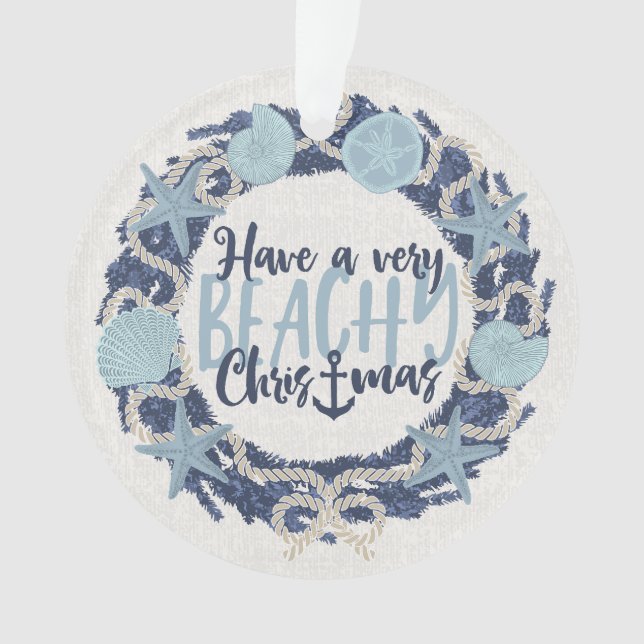 Adorno Christmas Coastal Tropical Sea Shell Wreath - Blue (Anverso)