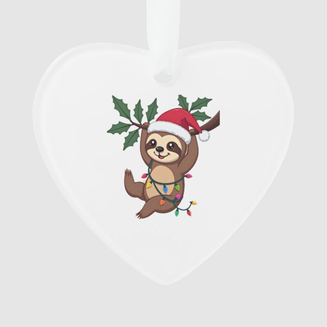 Adorno Christmas Lights Sloth Wearing Xmas Hat - Sloth Lo (Anverso)