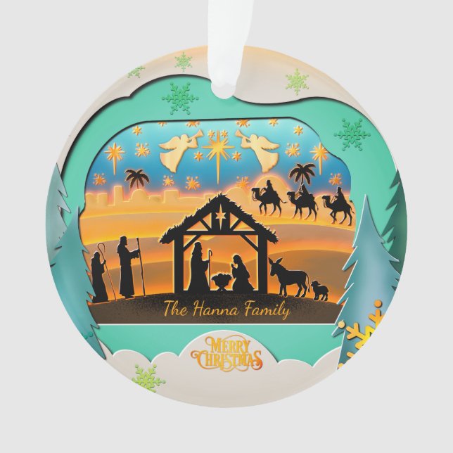 Adorno Christmas Nativity Scene 3D | Religious Holiday  (Anverso)