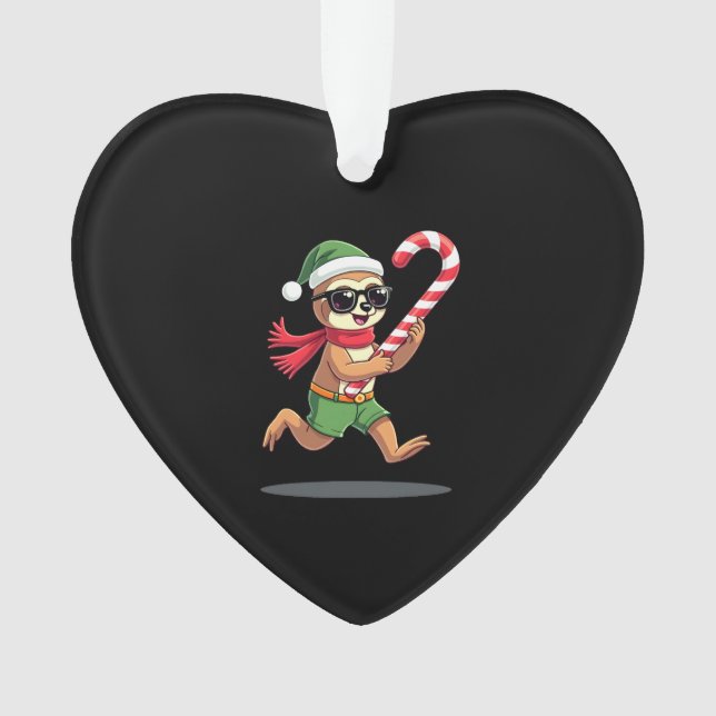 Adorno Christmas Sloth Elf Peppermint Candy Cane Shirt Gi (Anverso)