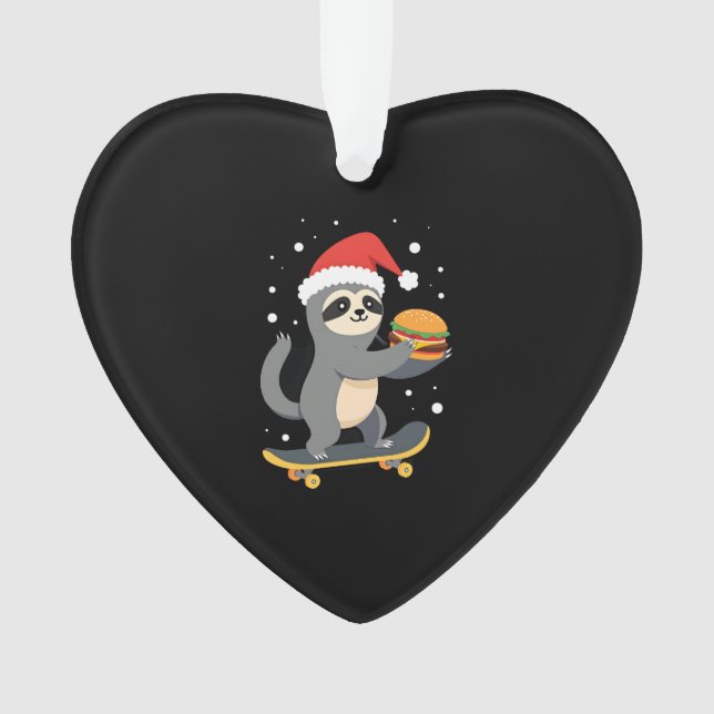 Adorno CHRISTMAS SLOTH Funny Christmas Skateboard Sloth ( (Anverso)