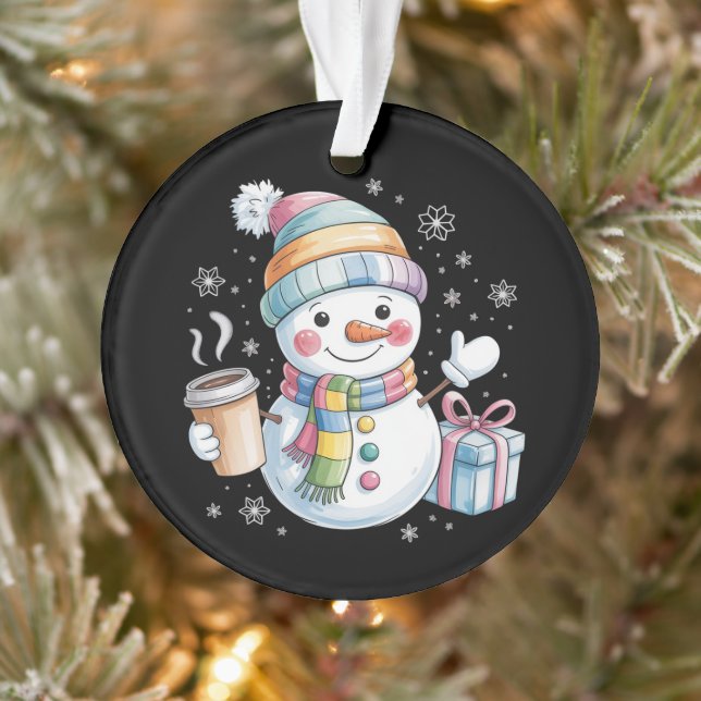 Adorno Christmas Snowman Gift Holiday Winter Xmas Coffee (Árbol)