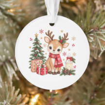 Ciervo de Navidad Adorable con Árbol de Navidad 