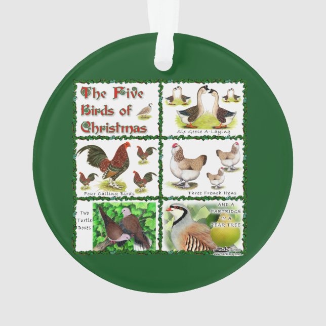 Adorno Cinco pájaros de Navidades (Reverso)