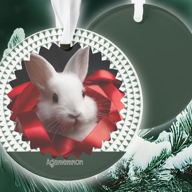 Adorno Cinta roja conejito blanco árbol de Navidad (Subido por el creador)